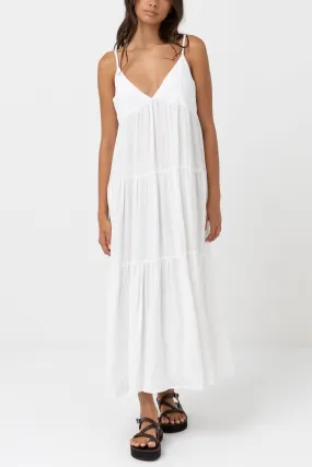 Classic Tiered Midi Dress White