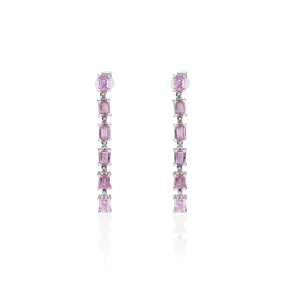 18K Gold Pink Sapphire Diamond Cocktail Earrings