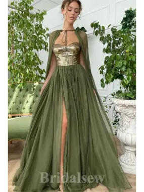 A-line Charming Chiffon Unique Elegant Modest Long Party Evening Prom Dresses PD1288