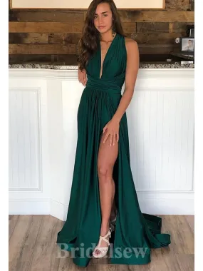 A-line Dark Green Formal Unique Elegant Long Party Evening Prom Dresses PD1282