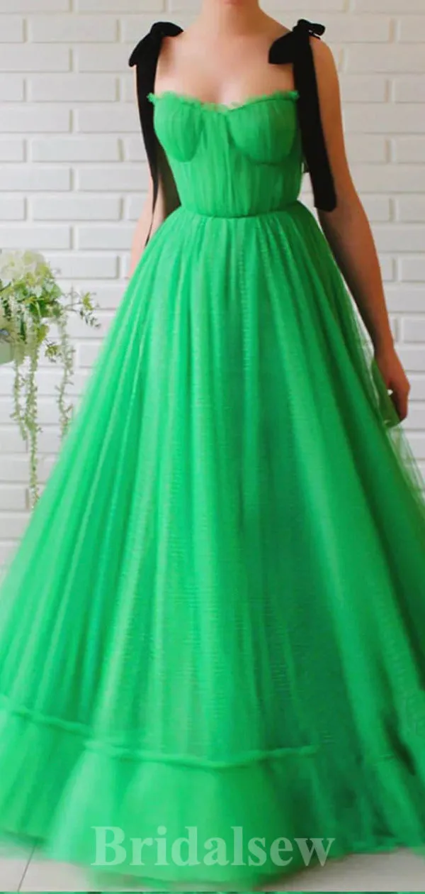 A-line Green New Modest Sleeveless Elegant Long Women Evening Prom Dresses PD811