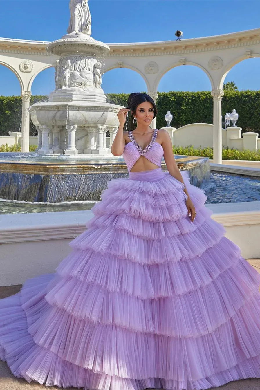 A-line Lilac Elegant Gorgeous Tulle Fashion Long Party Prom Dresses, Evening Gown PD1270