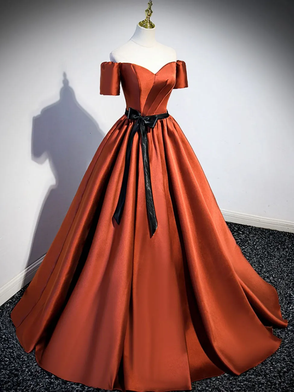 A Line Satin Orange Long Prom Dresses, Orange Formal Bridesmaid Dresses