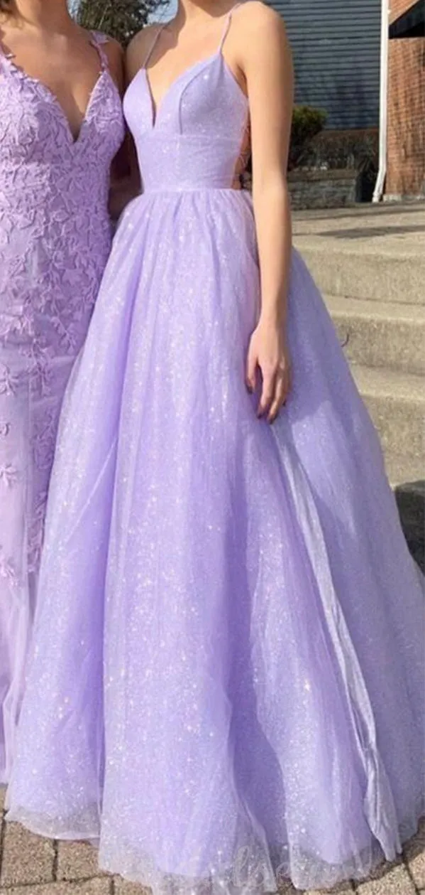 A-line Sparkly Gorgeous Sequin Purple Party Prom Dresses PD071