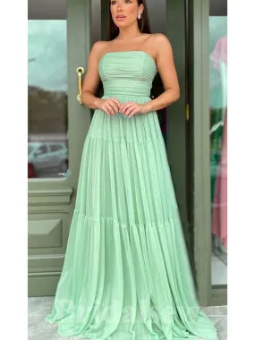 A-line Strapless Princess New Floor-Length Elegant Long Women Evening Prom Dresses PD908