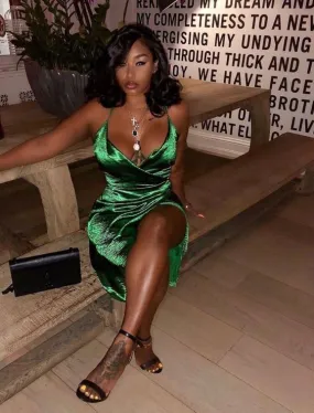 A-line V Neck Green Short Homecoming Dress  S22749