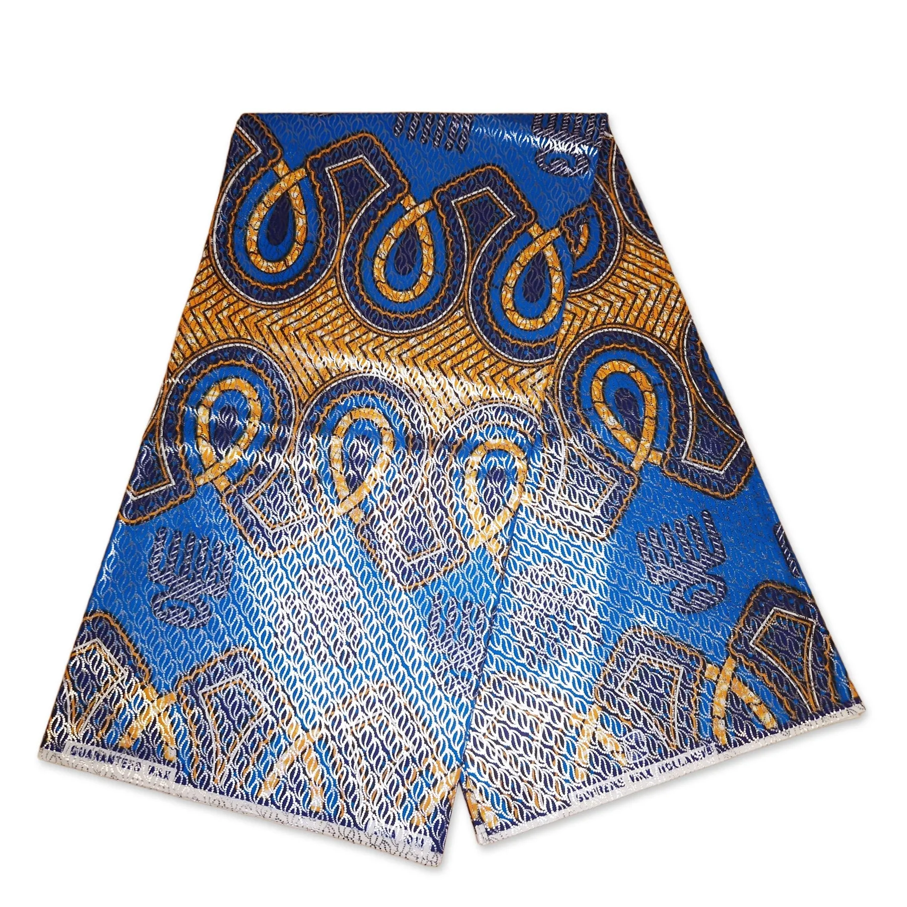 African Wax print fabric Osikani - Blue SILVER effect