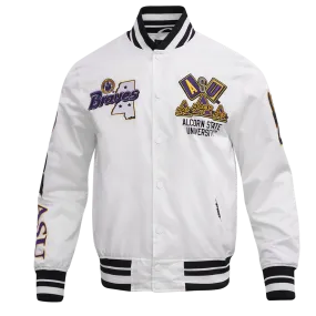 ALCORN STATE UNIVERSITY HOMECOMING MEN'S RIB SATIN JACKET (WHITE/BLACK)