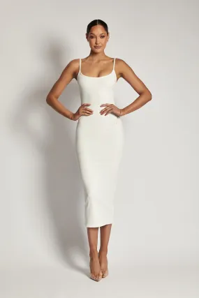 Alexis Ribbed Cami Midi Dress - White