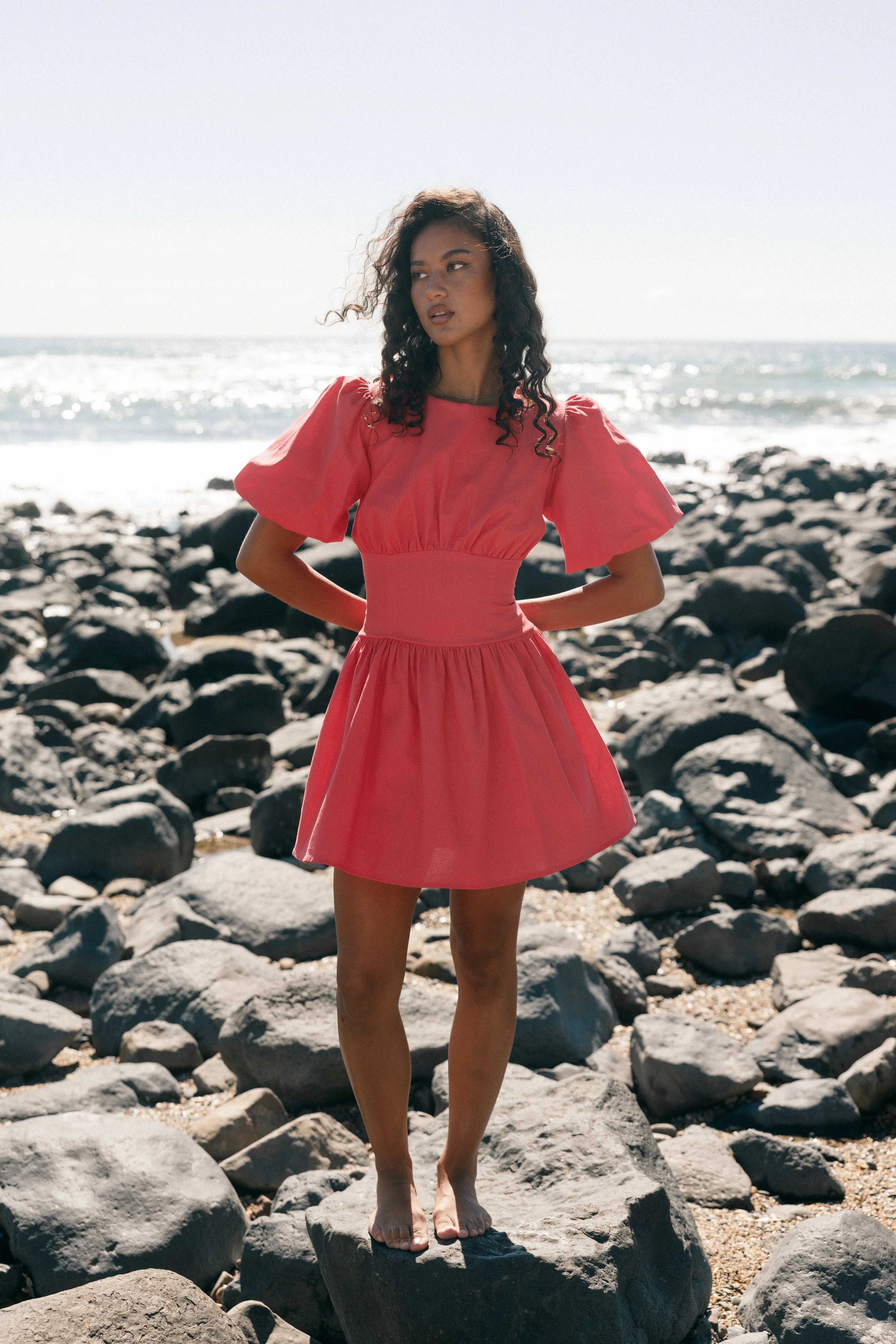 Alfie Mini Dress - Coral Red