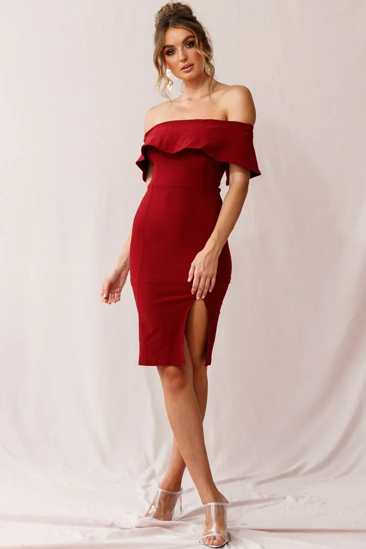 Alina Elegant Bodycon Dress Red Wine