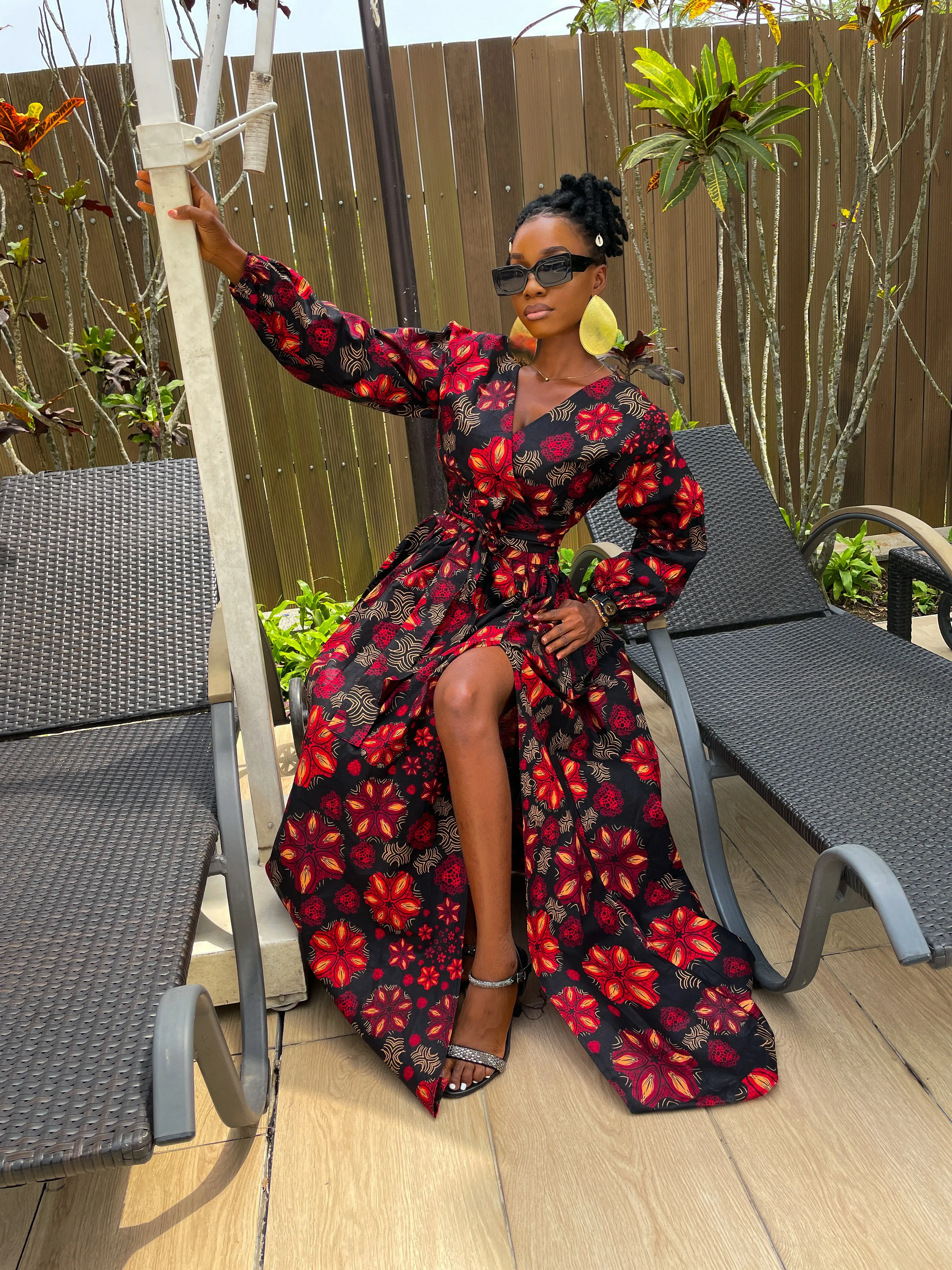 Arin Ankara Maxi Dress | Black and Red African Print