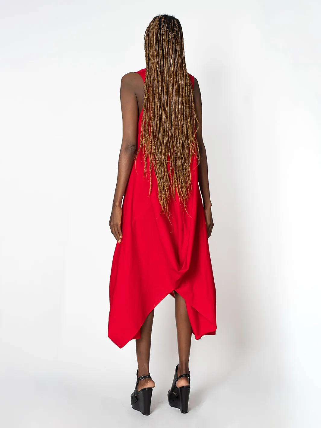 Asymmetric Sleeveless Red Dress