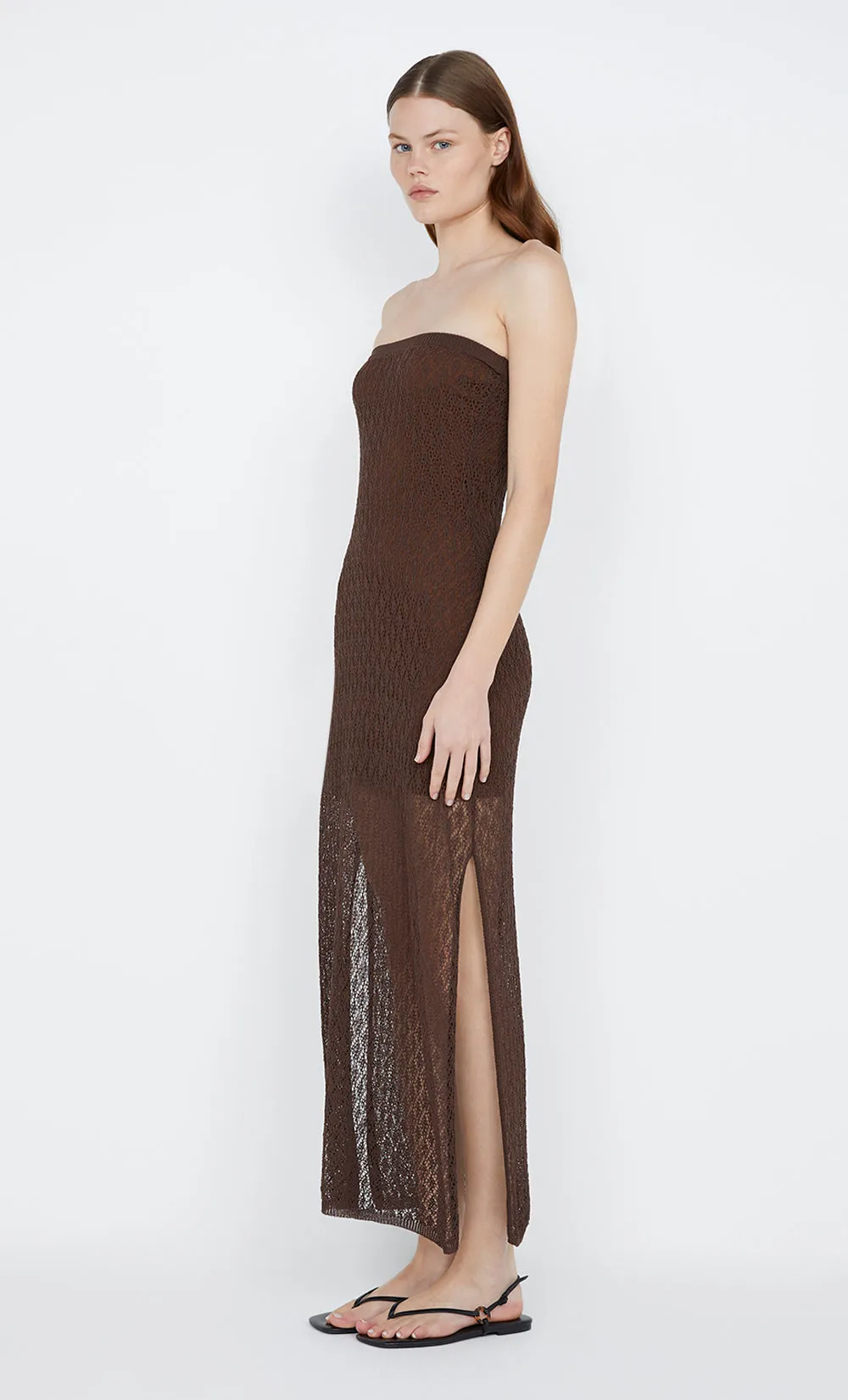 AURORA STRAPLESS DRESS - CHOC