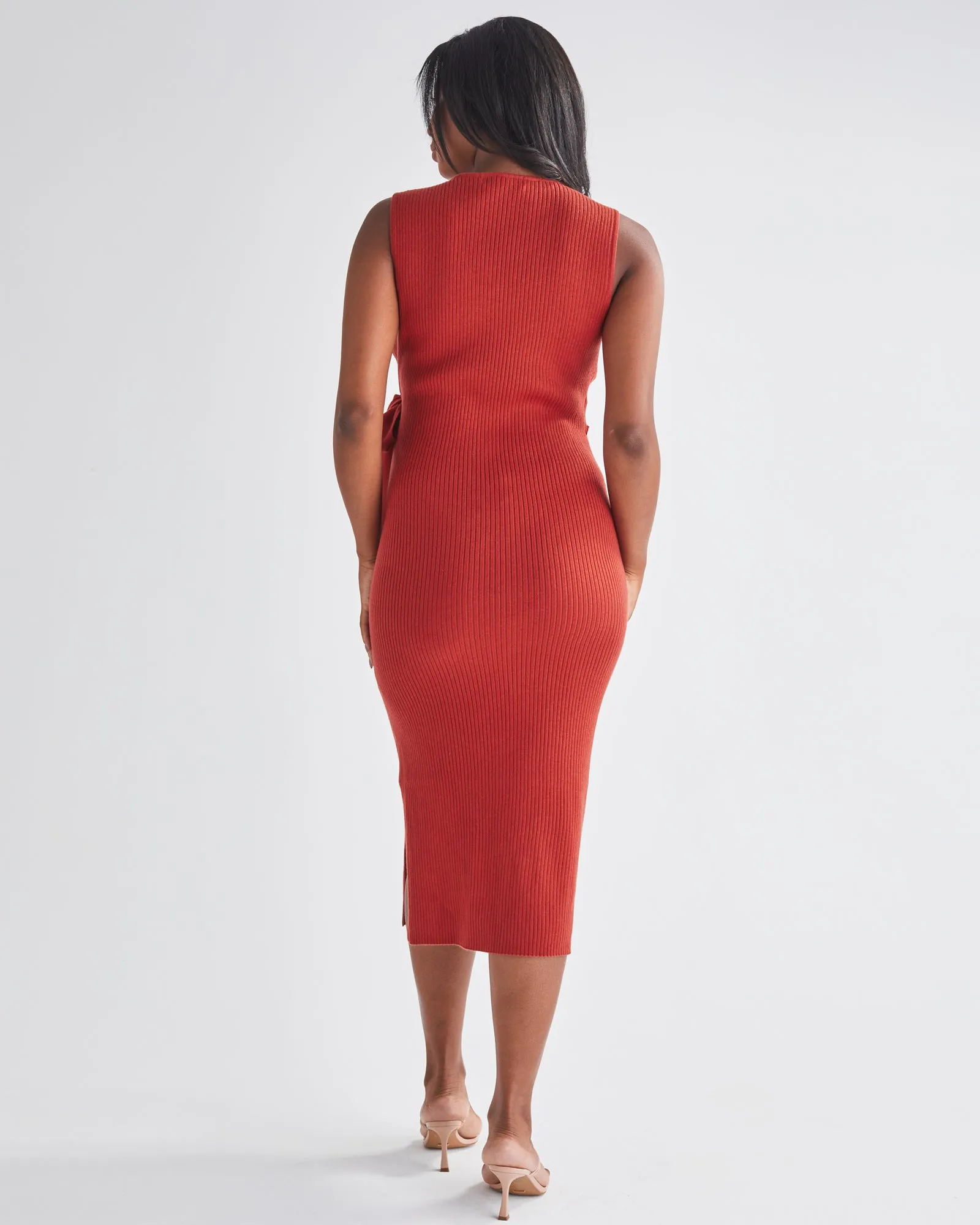 Barbara Knit Maternity Midi Dress in Radiant Red