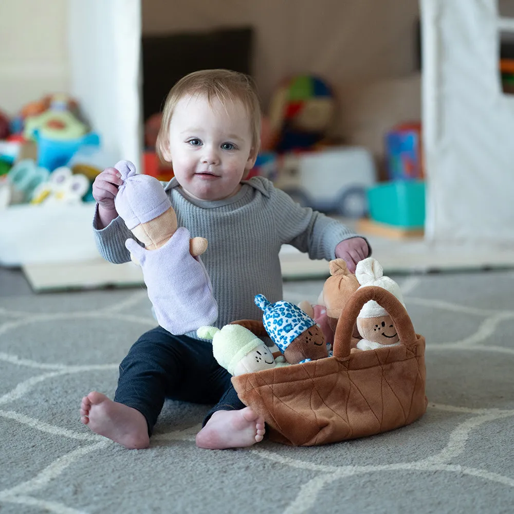 Basket of Babies | Six Soft, Diverse Dolls with Removable Dresses & Take-Along Basket