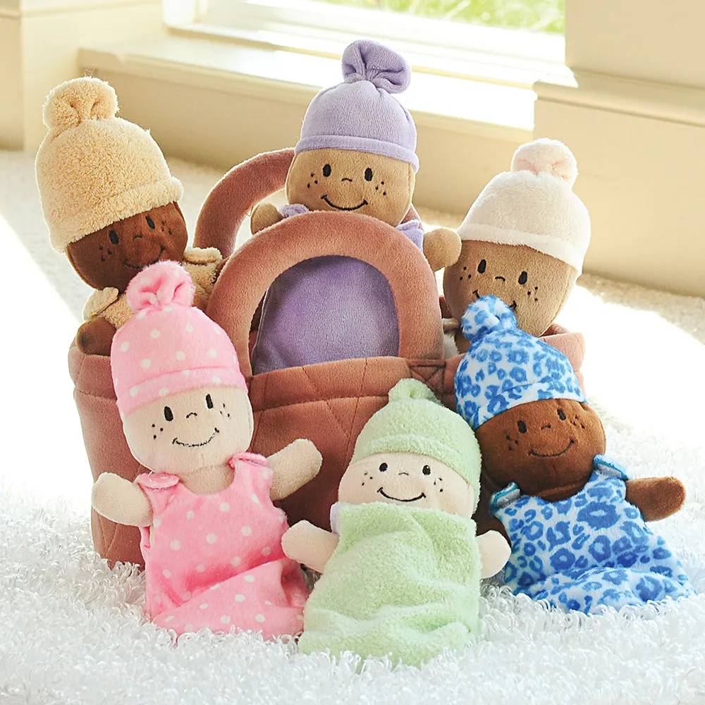 Basket of Babies | Six Soft, Diverse Dolls with Removable Dresses & Take-Along Basket