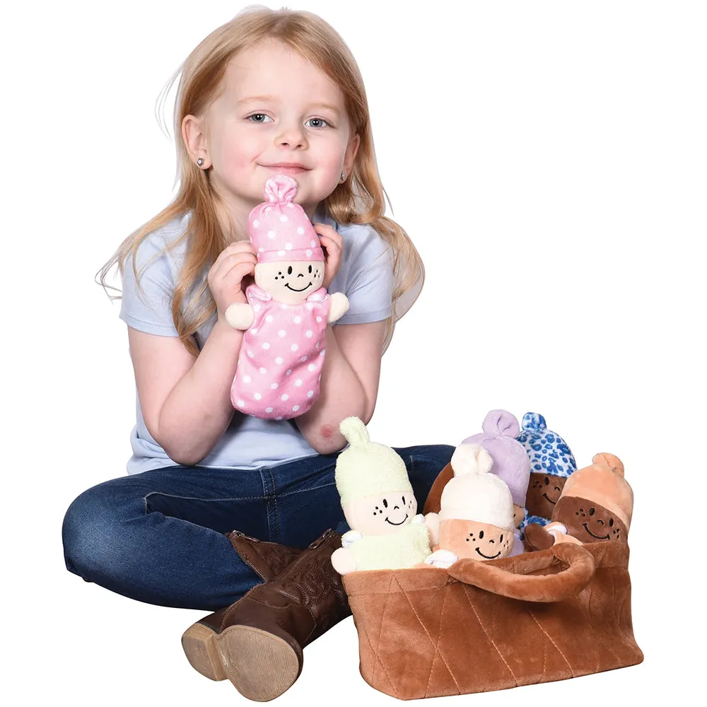 Basket of Babies | Six Soft, Diverse Dolls with Removable Dresses & Take-Along Basket