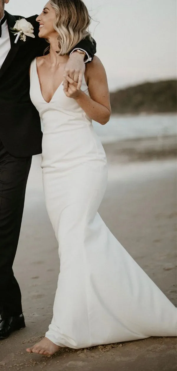 Beach Mermaid Simple Fashion Elegant Long Wedding Dresses, Bridal Gowns WD119