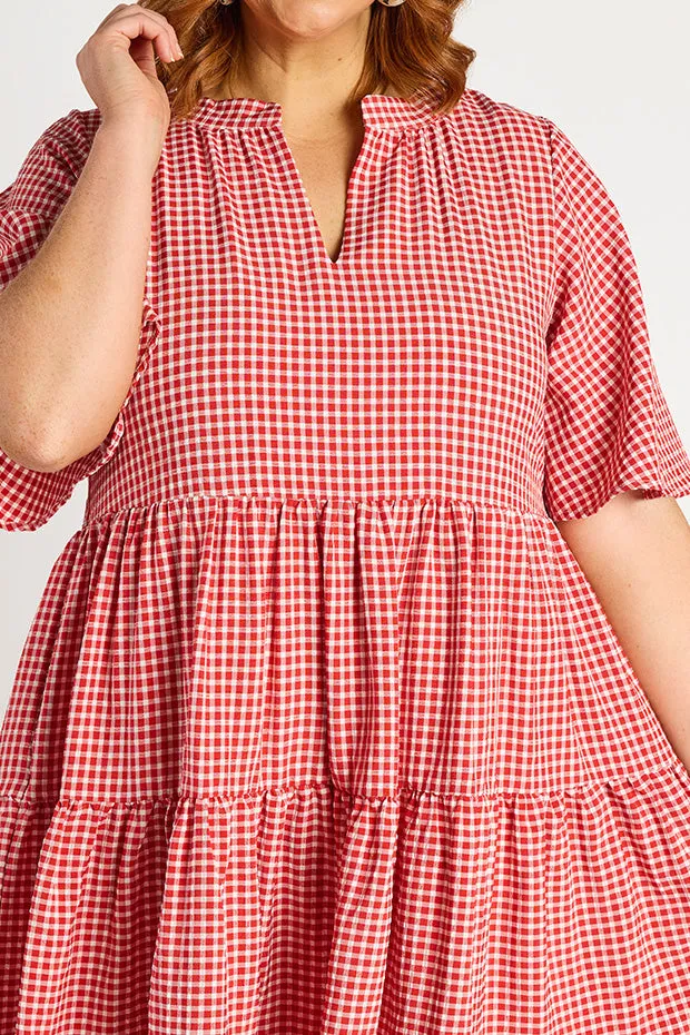 Birdie Gingham Red Dress