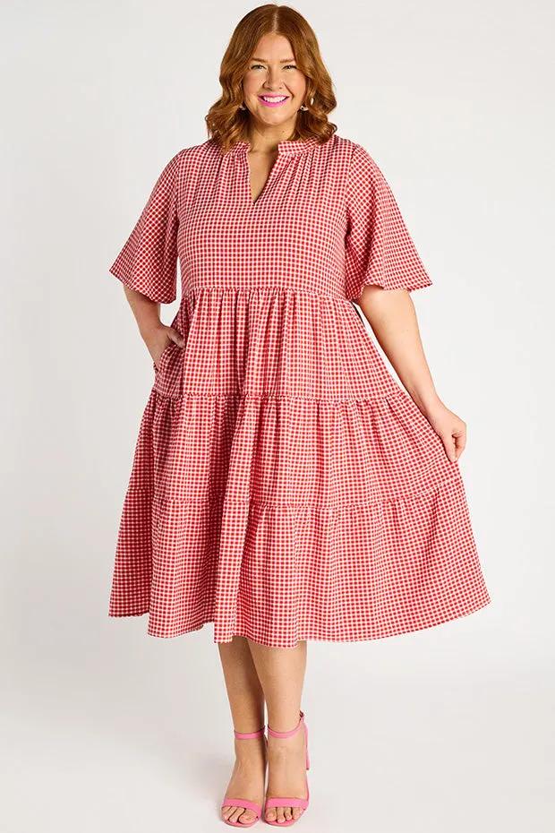 Birdie Gingham Red Dress