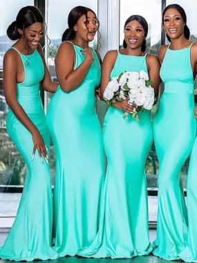 Blue Mermaid Sexy Elegant Long Bridesmaid Dresses BD029