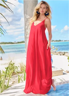 Boho Maxi Dress Cover-Up - Rosey Red