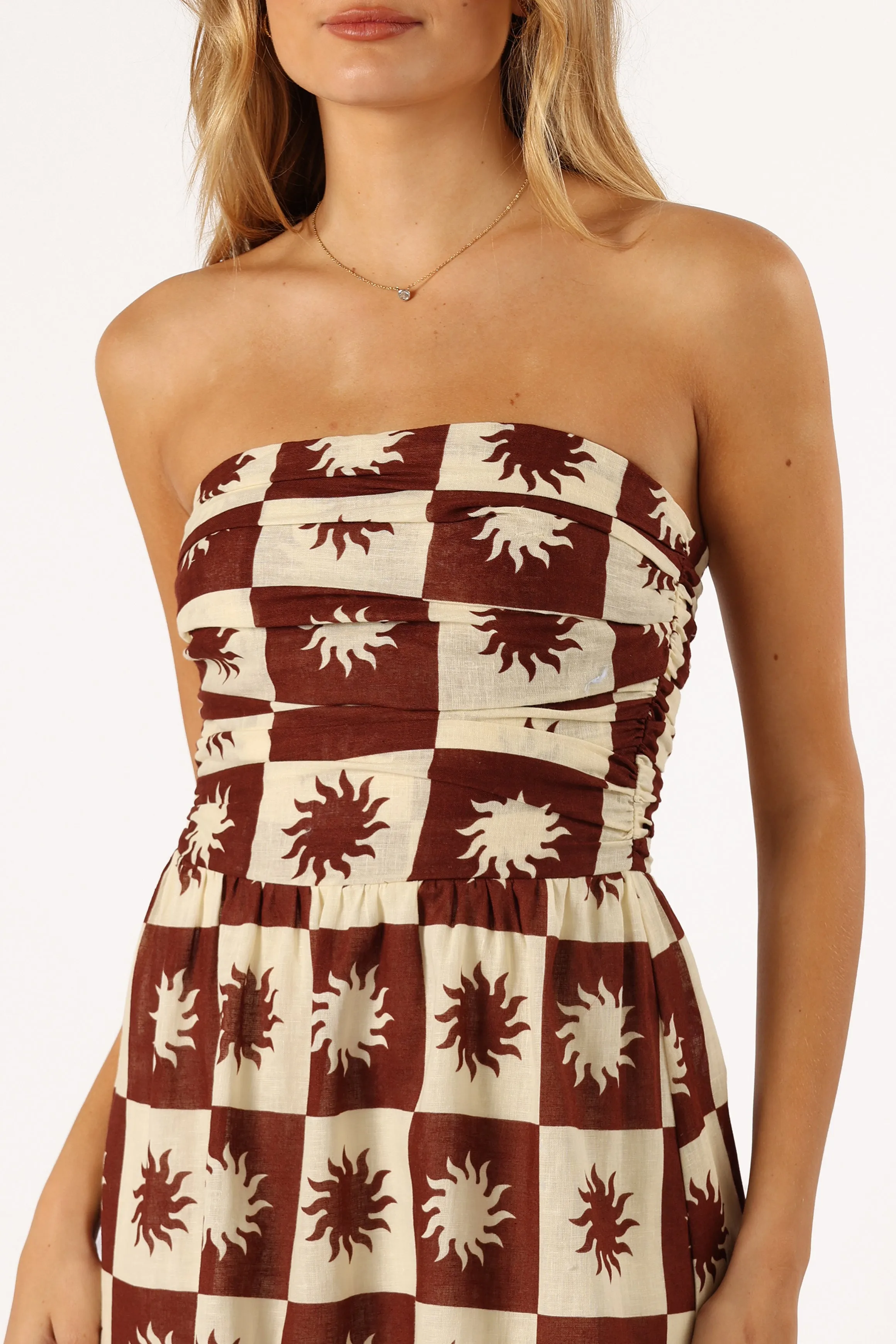 Cameron Strapless Mini Dress - Brown Cream