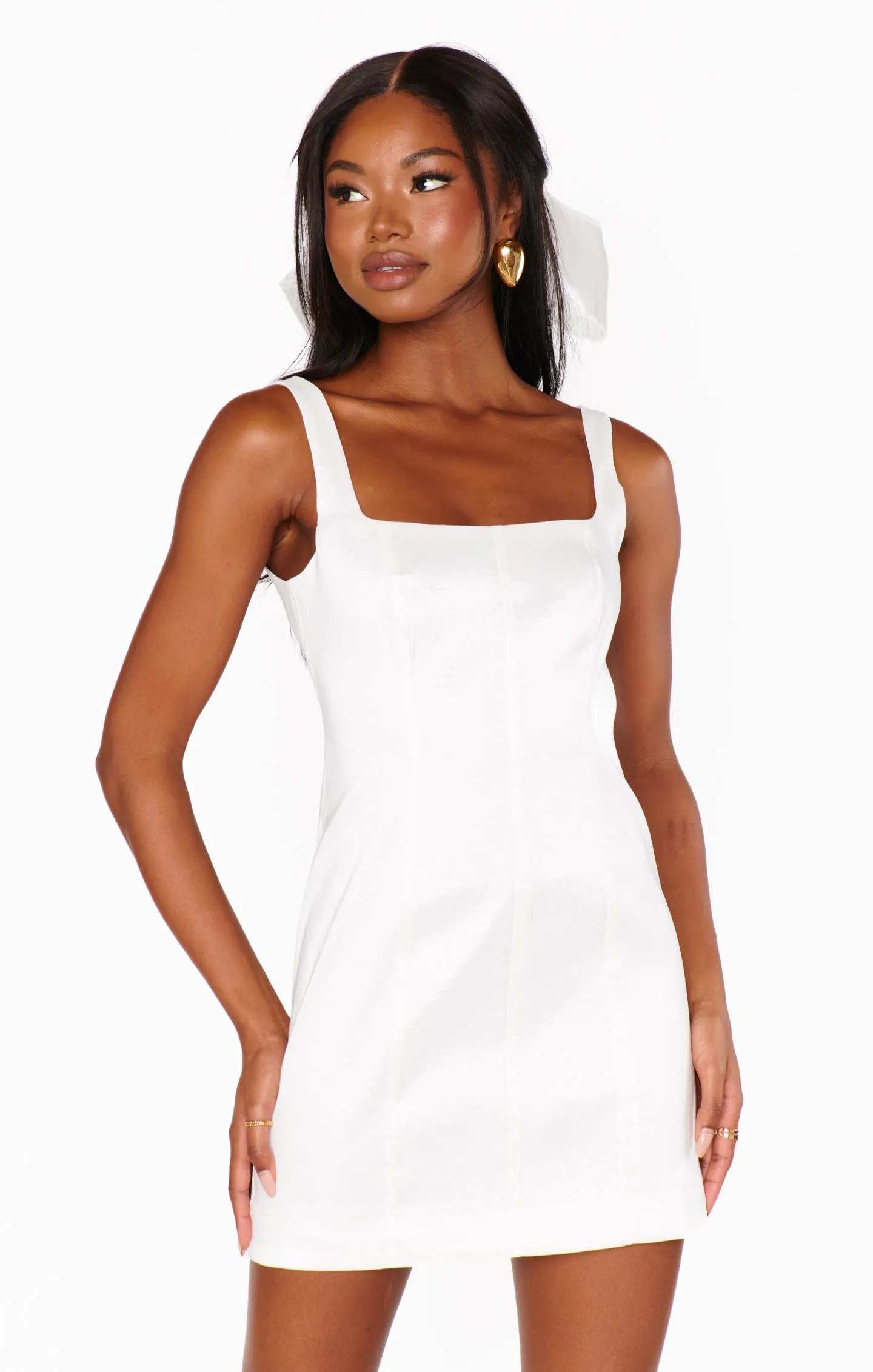 Camille Mini Dress ~ White Taffeta