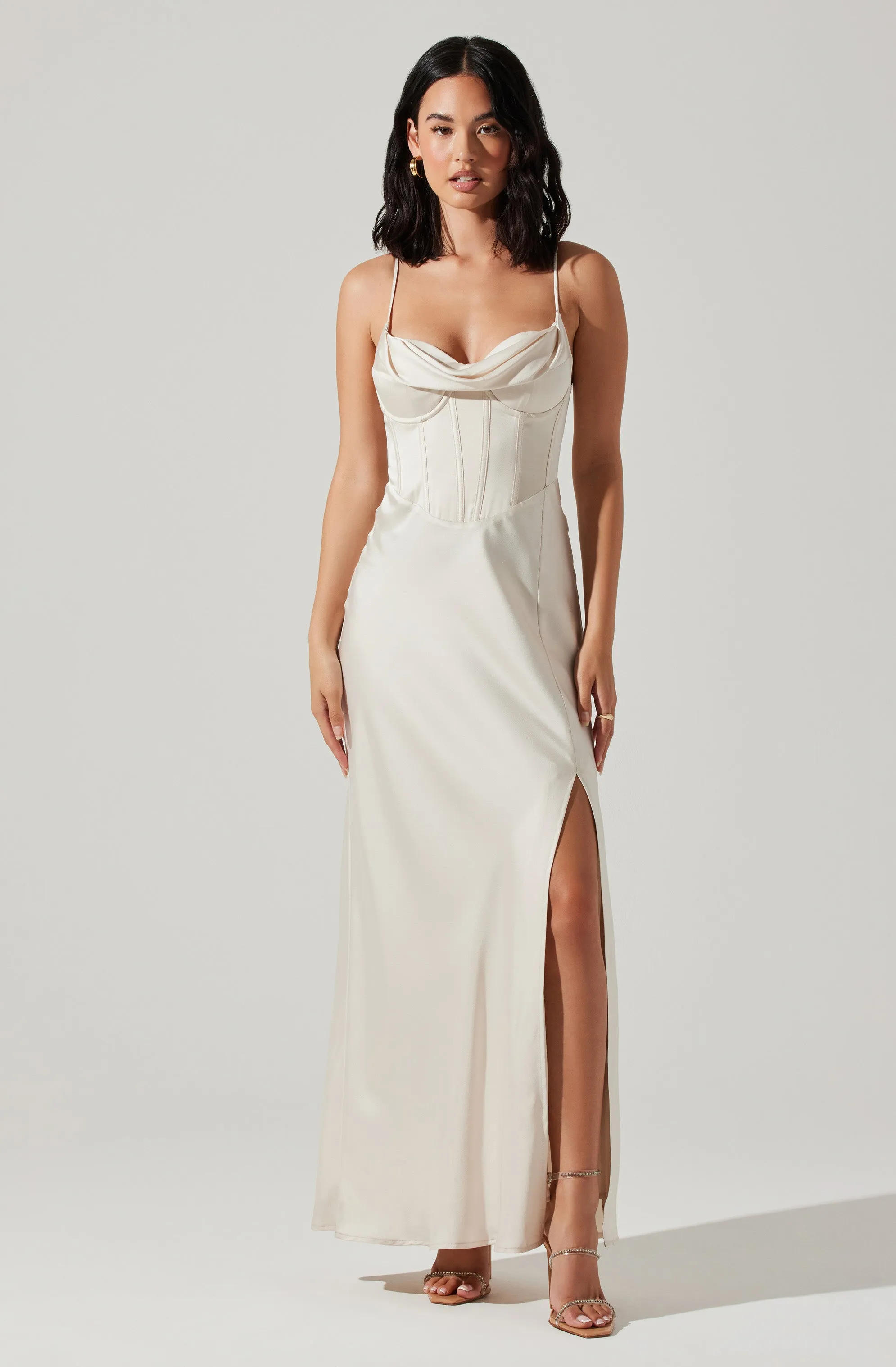 Cannes Satin Bustier Maxi Dress