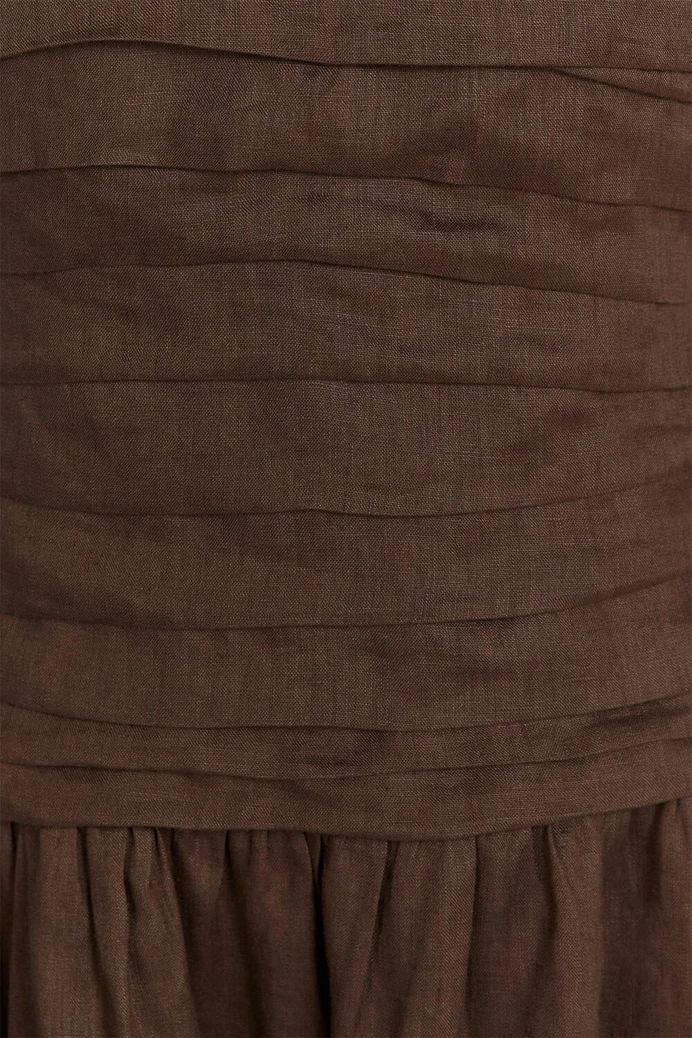 CATANIA BITTER CHOC LINEN STRAPLESS DRESS