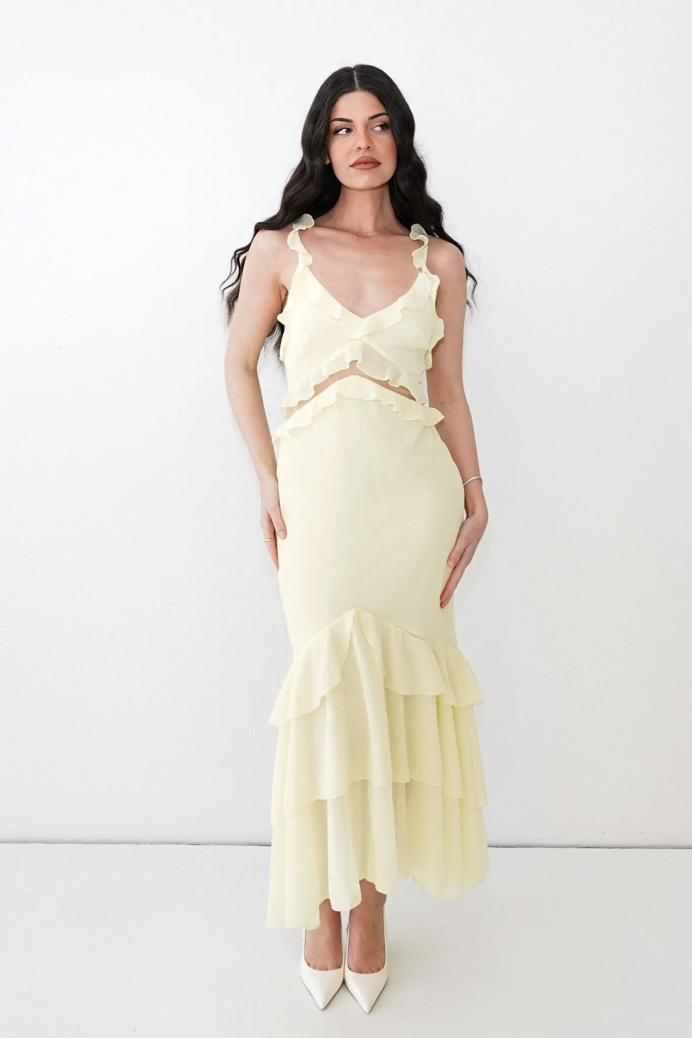 Cher Midi Dress - Lemon