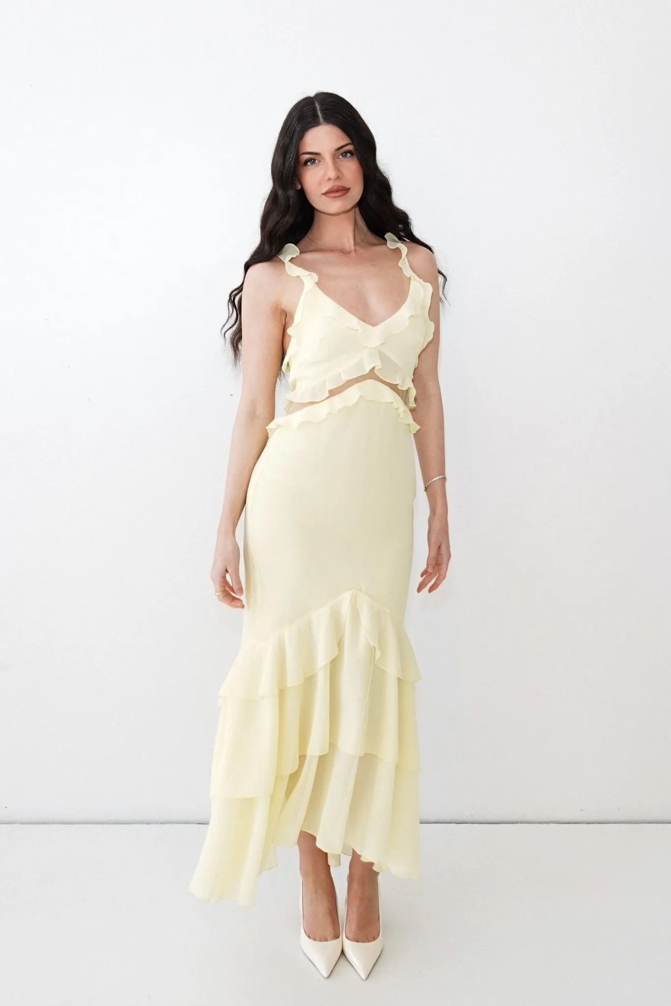 Cher Midi Dress - Lemon