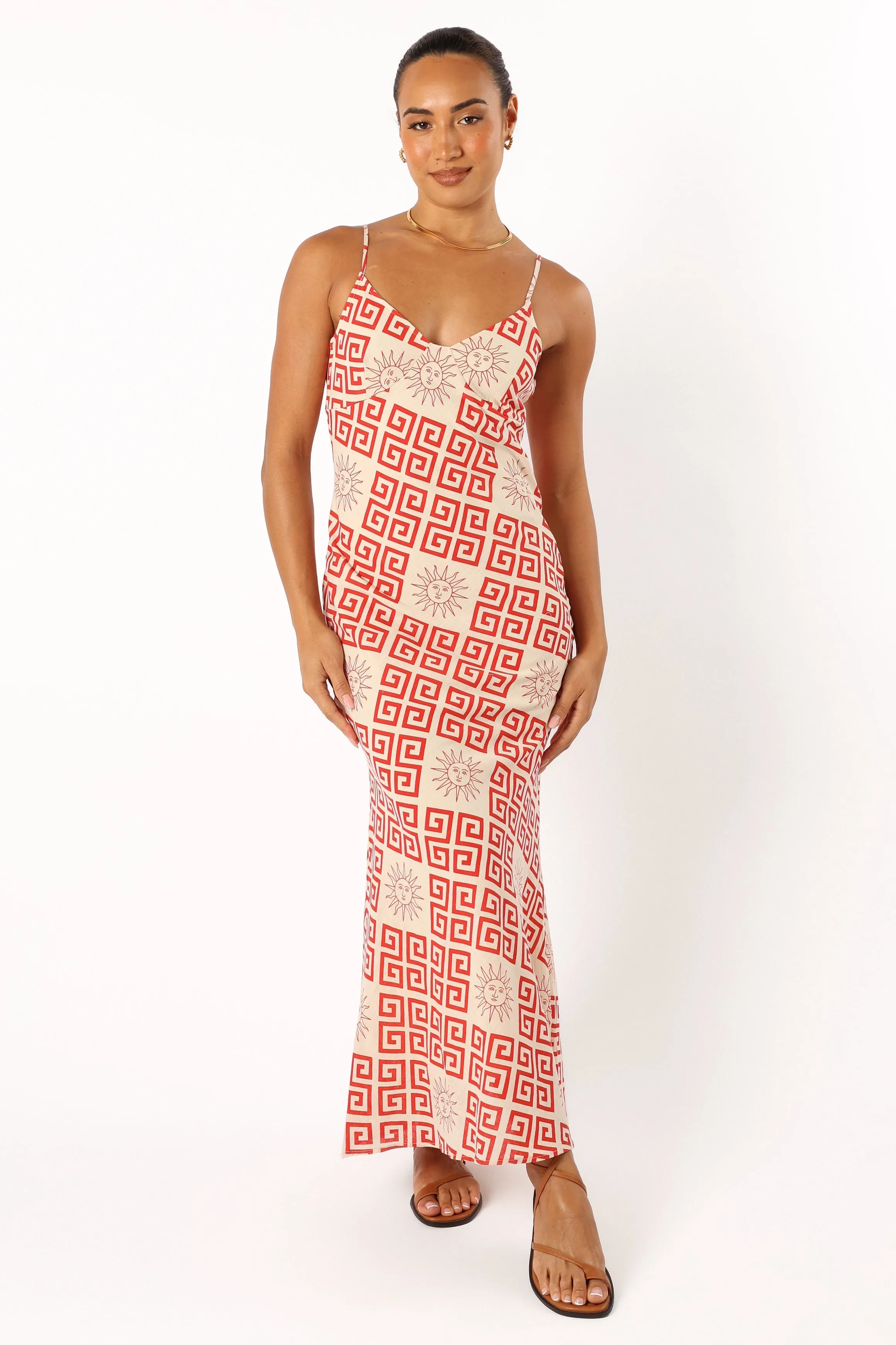 Coco Maxi Slip Dress - Red Cream