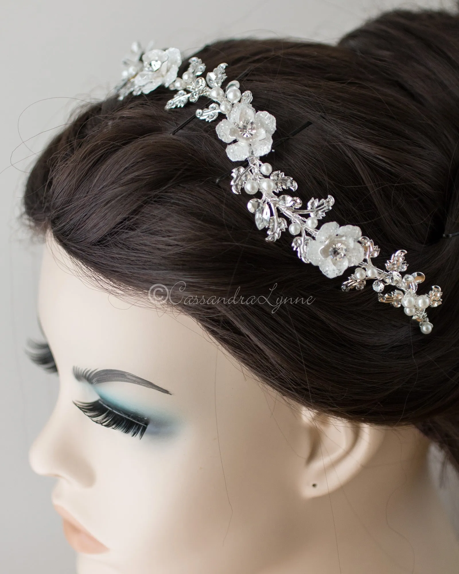 Crystalline Flower Wedding Headband