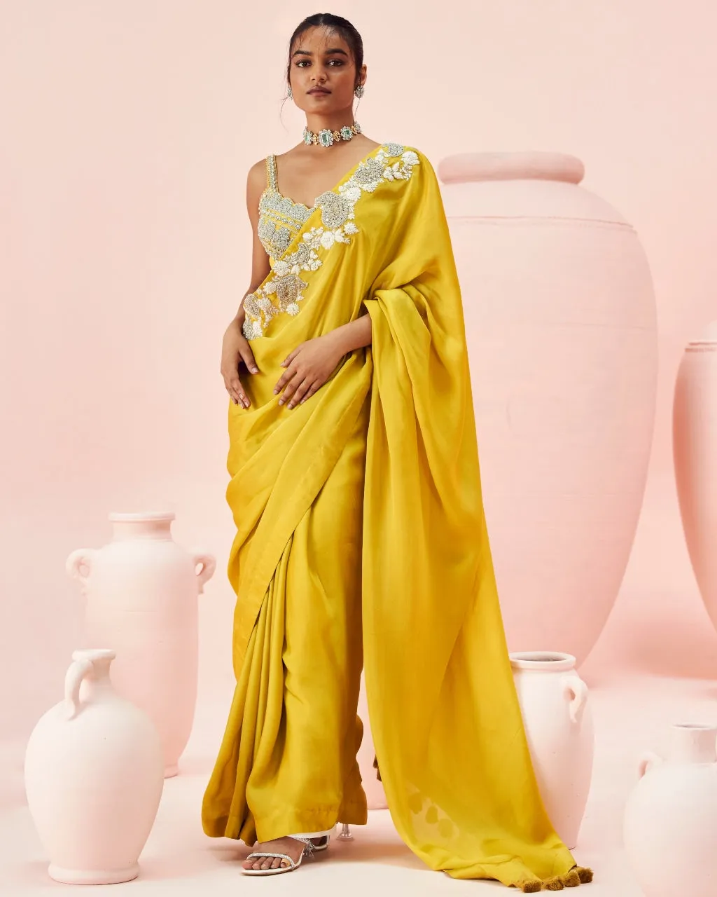 Daisy Yellow Paisley Sari