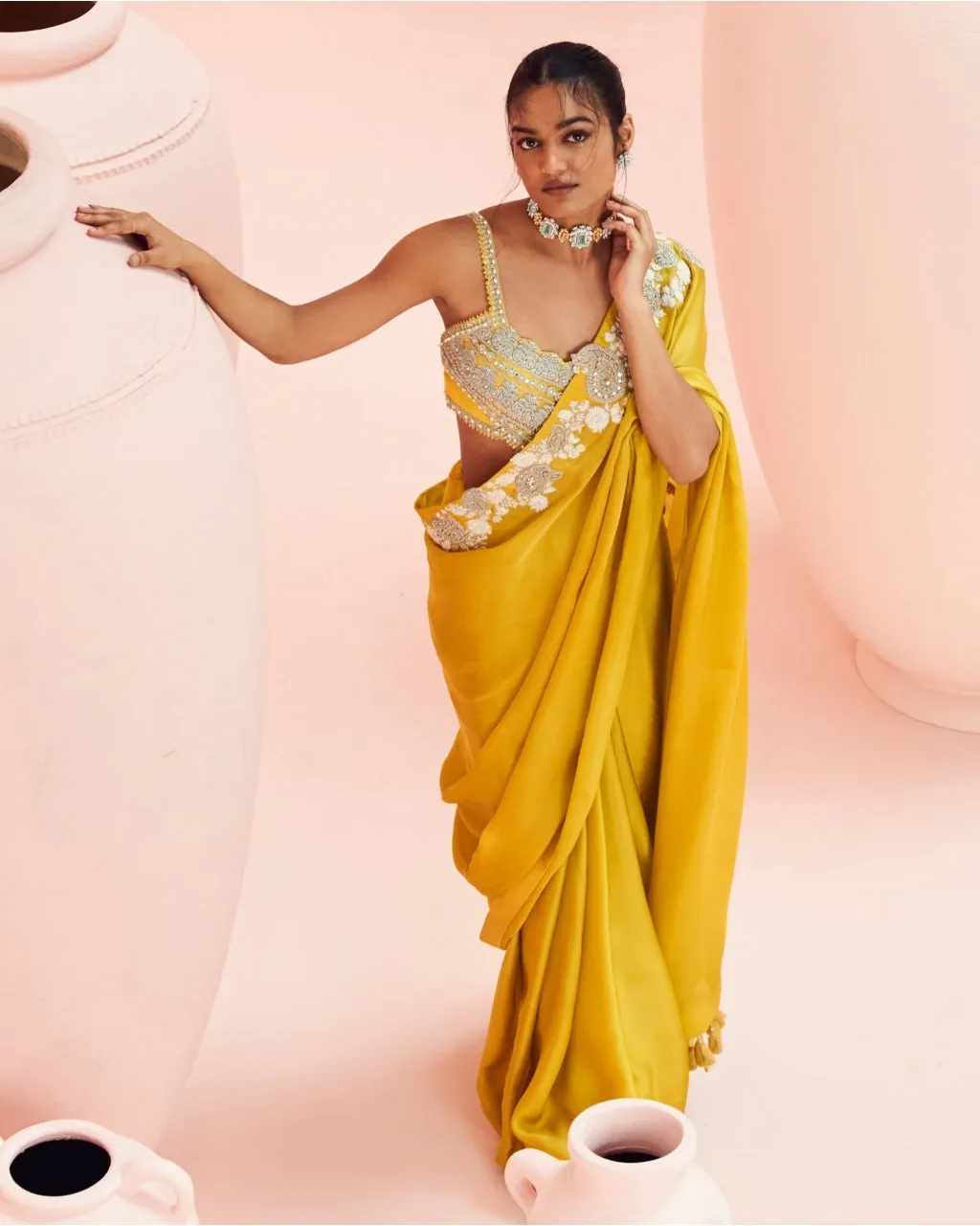 Daisy Yellow Paisley Sari