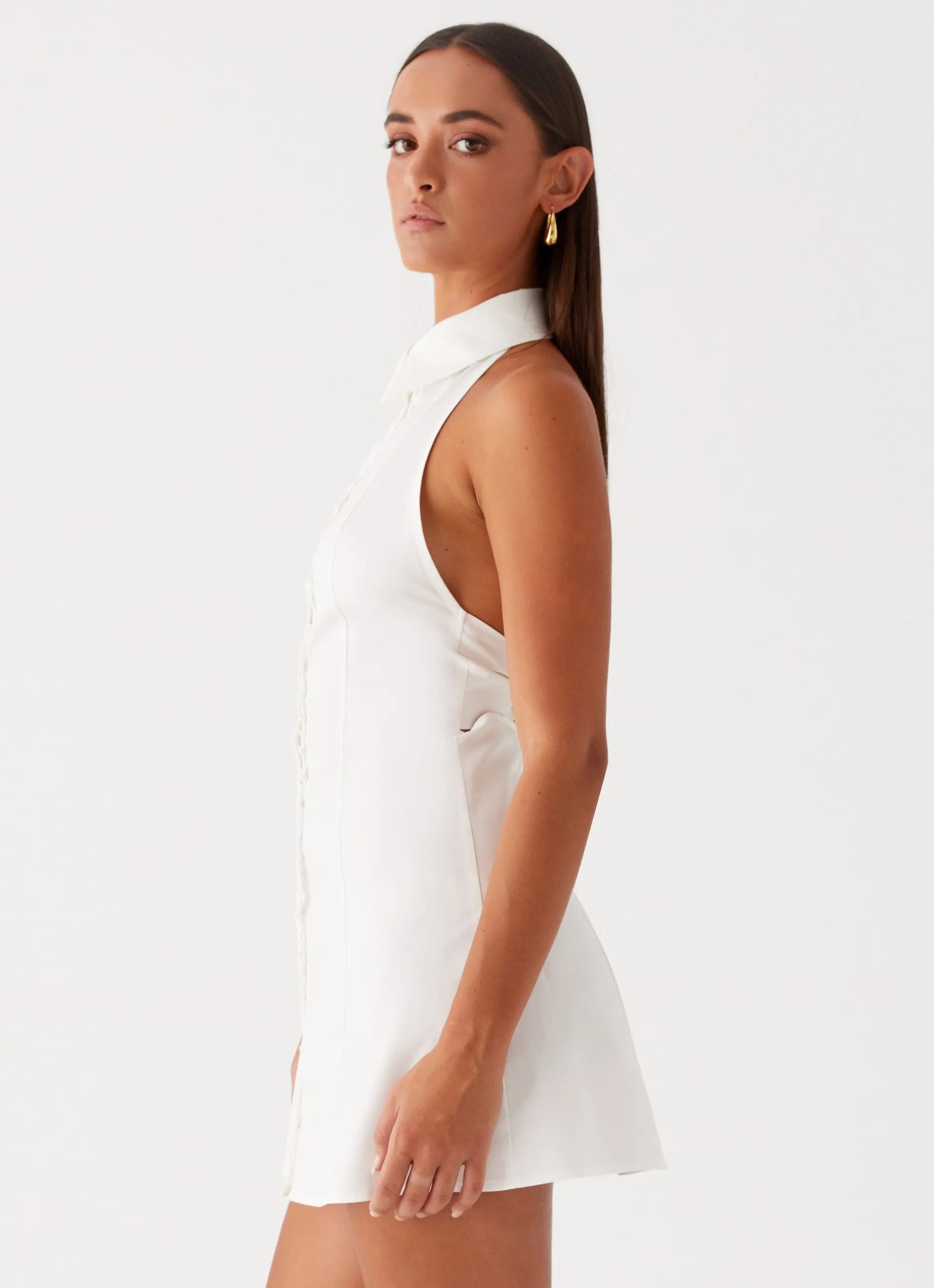 Dallas Collared Mini Dress - White