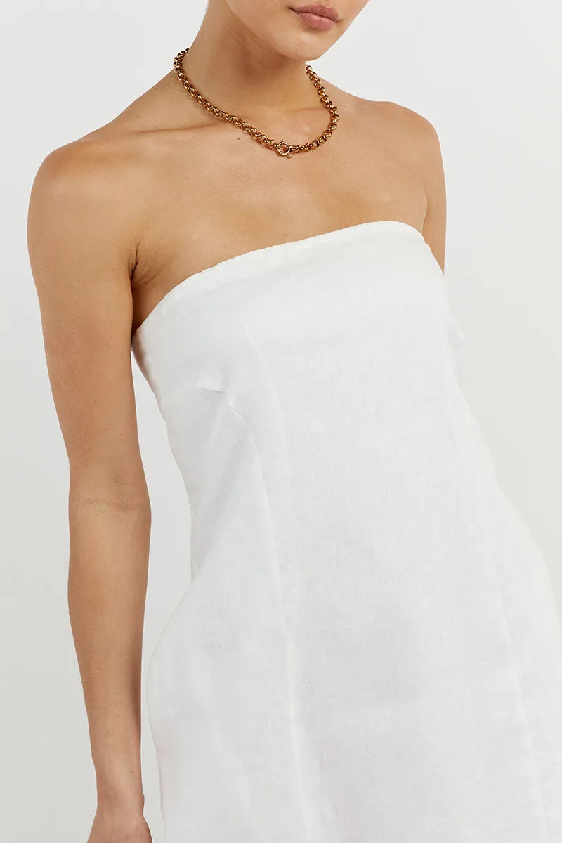 DAPHNE WHITE LINEN MINI DRESS