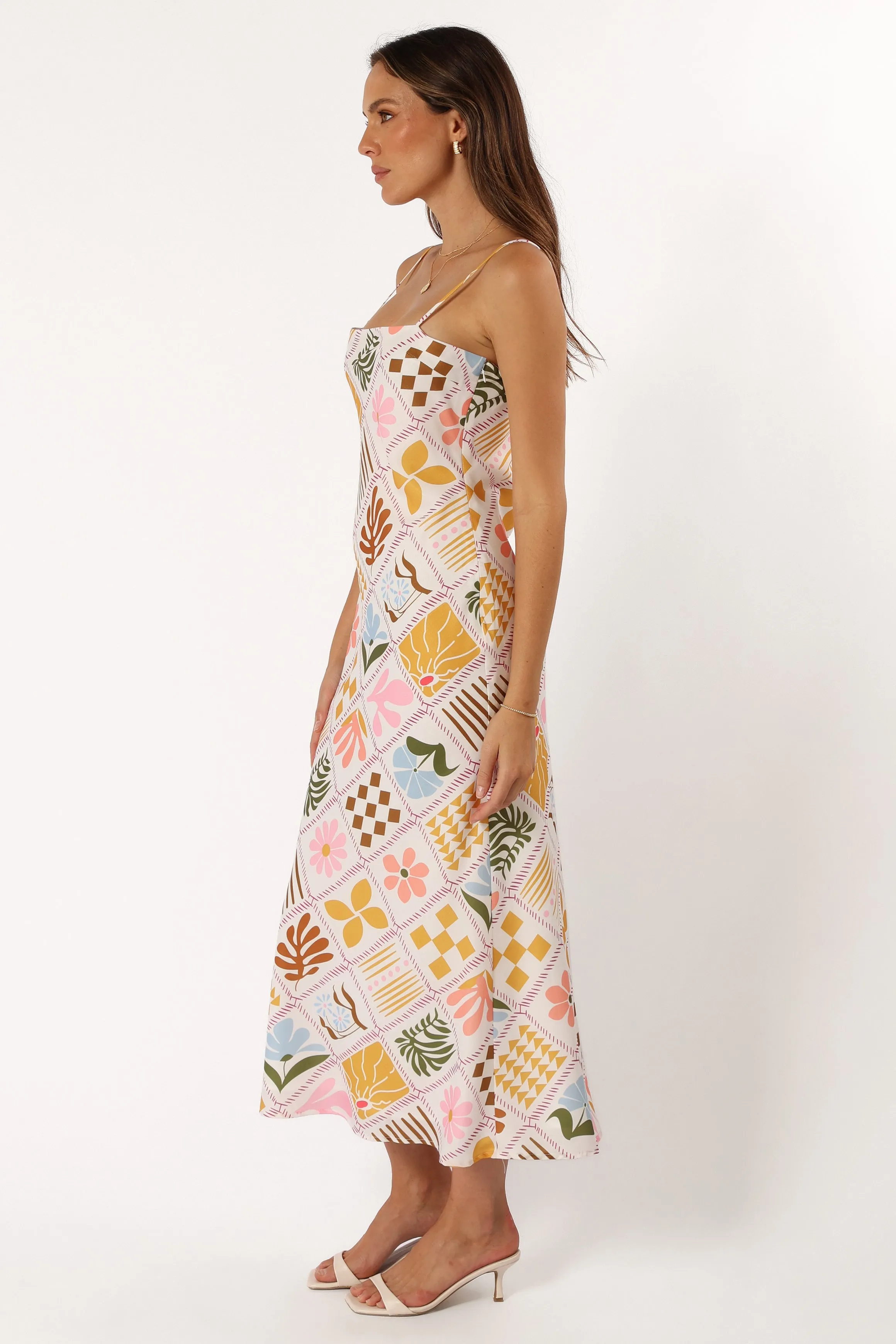 Darlene Maxi Slip Dress - White Multi