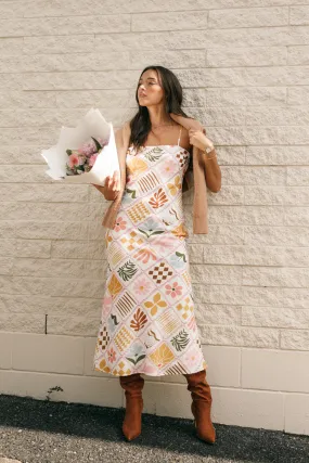 Darlene Maxi Slip Dress - White Multi