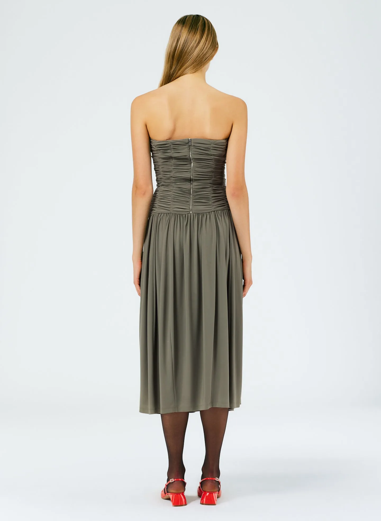 Drapey Jersey Ruched Strapless Dress