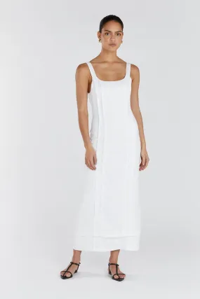 DULCE WHITE LINEN MIDI DRESS