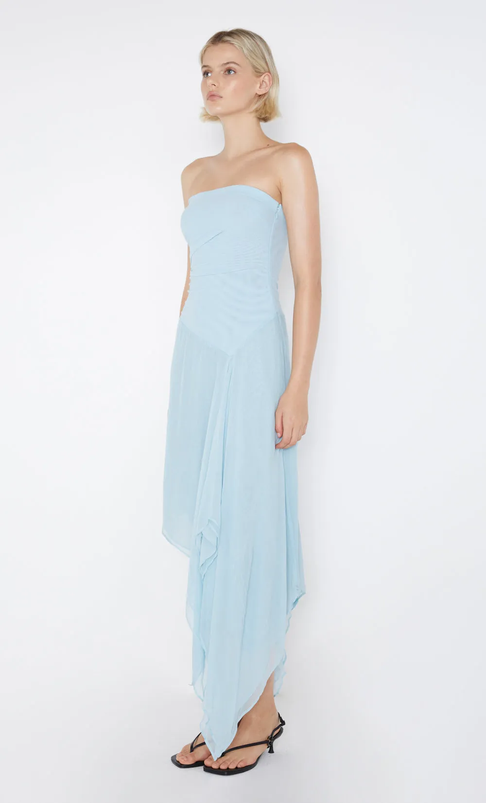 ELZETTE STRAPLESS MIDI DRESS - DOLPHIN BLUE