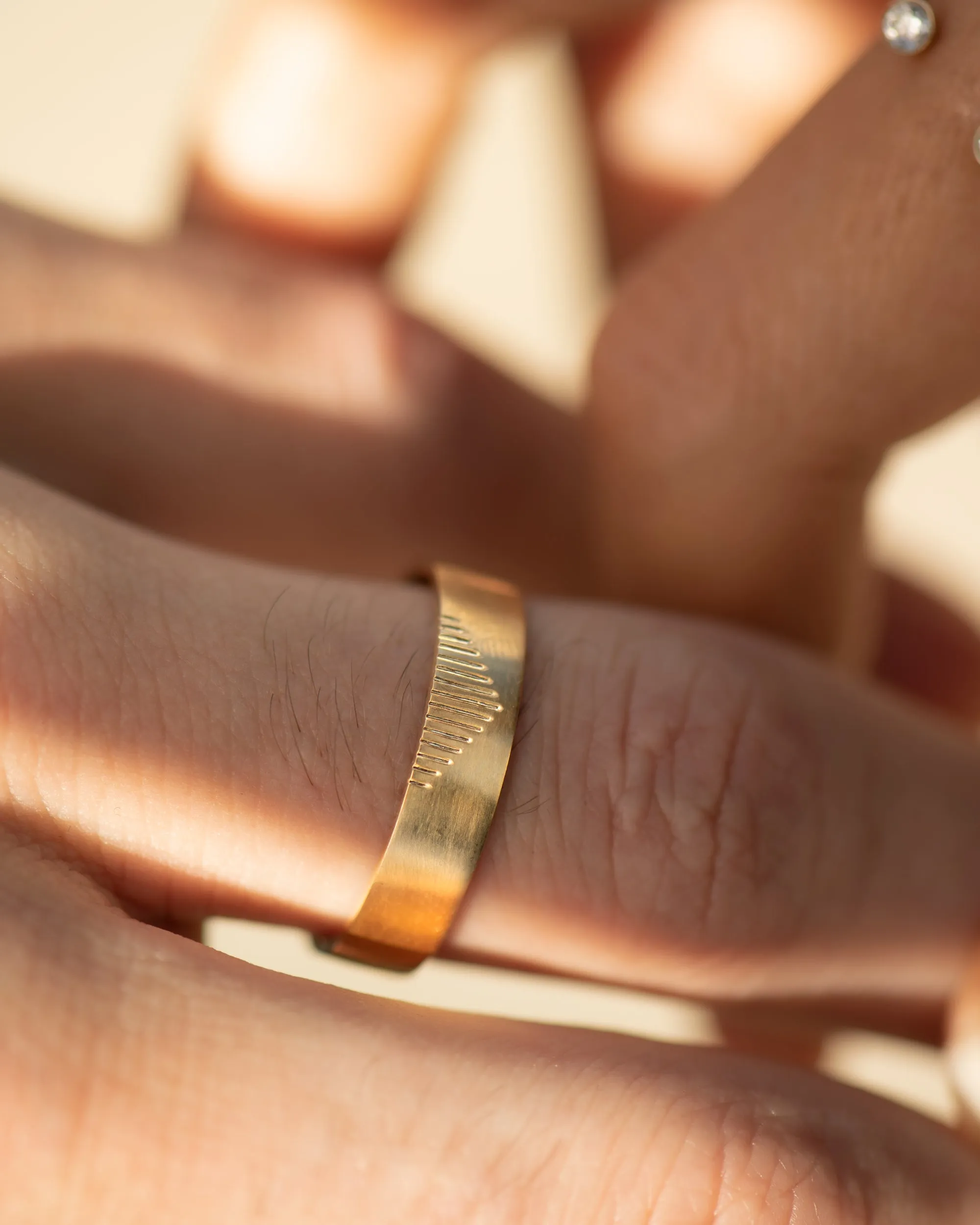 Engraved Pyramid Wedding Band