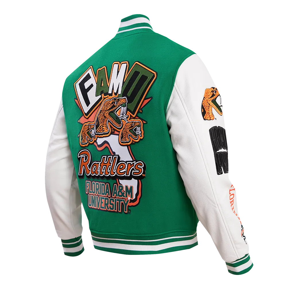 FLORIDA A&M UNIVERSITY HOMECOMING MEN'S WOOL VARSITY JACKET (KELLY GREEN/ WHITE)