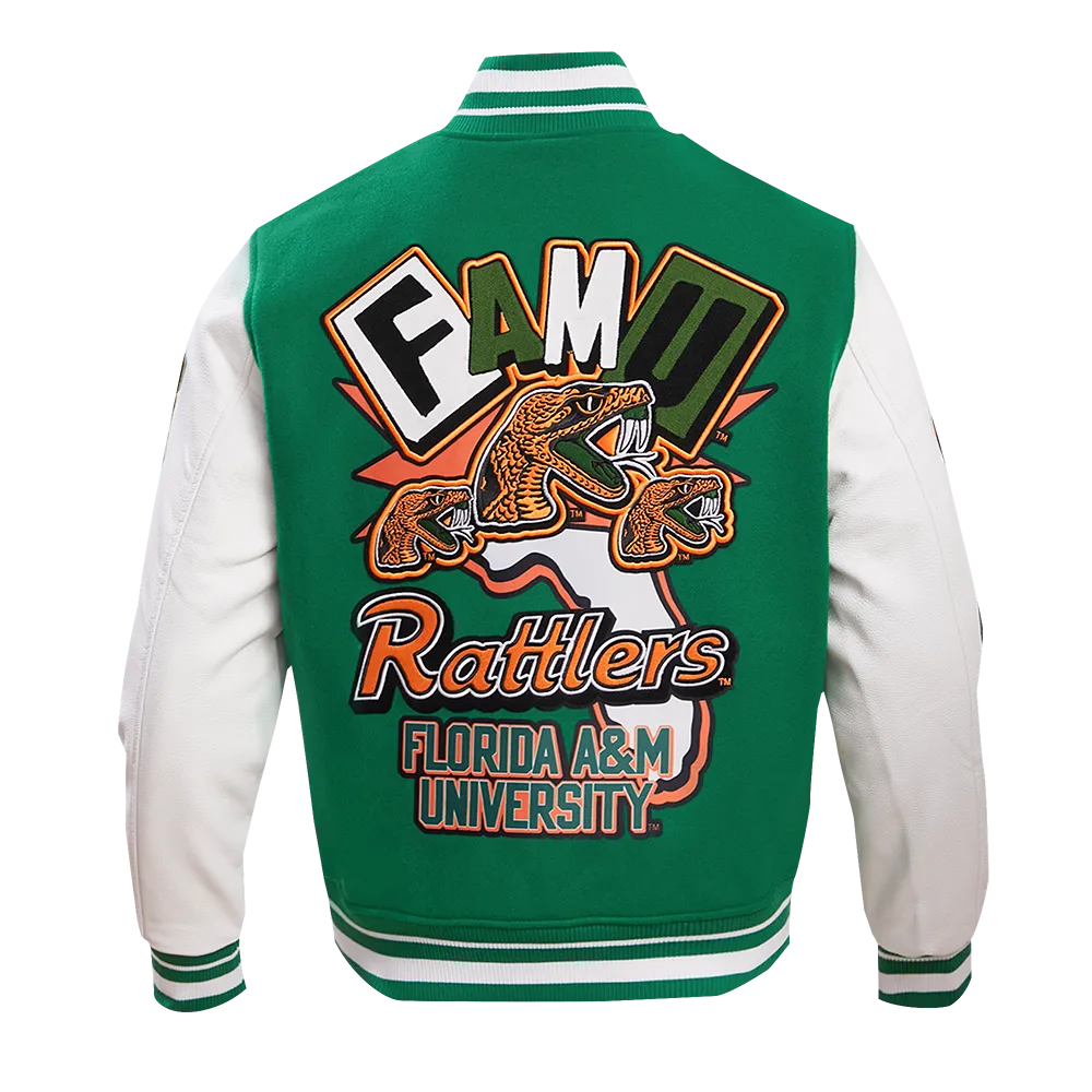 FLORIDA A&M UNIVERSITY HOMECOMING MEN'S WOOL VARSITY JACKET (KELLY GREEN/ WHITE)