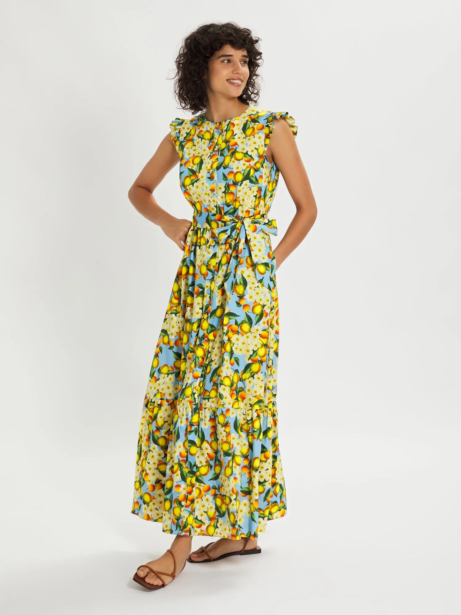 Gabrielle Yellow and Blue Floral Maxi Dress