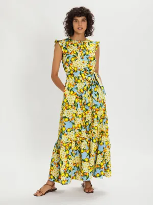 Gabrielle Yellow and Blue Floral Maxi Dress