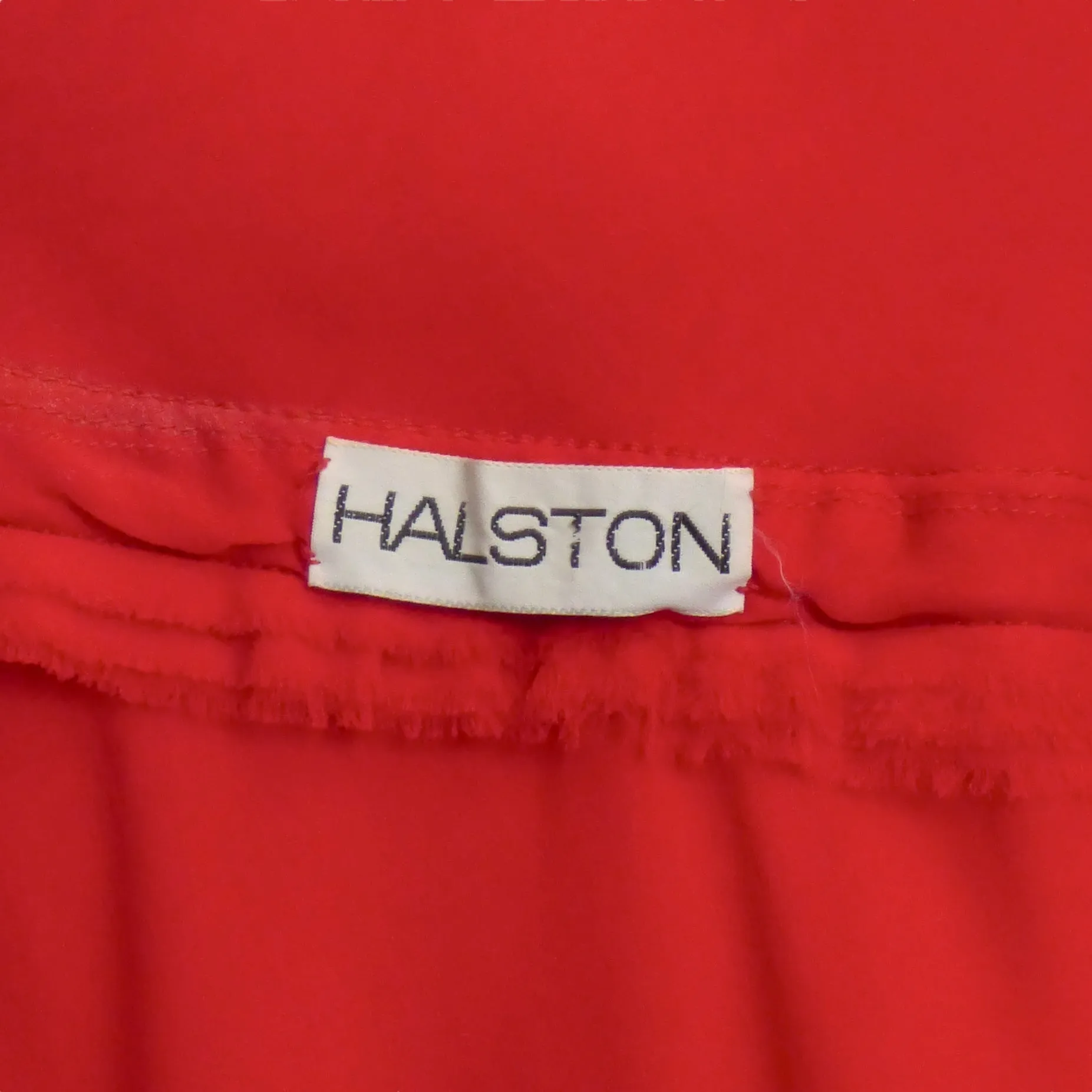 HALSTON- AS IS 1970s Red Chiffon Wrap Dress, Size-6